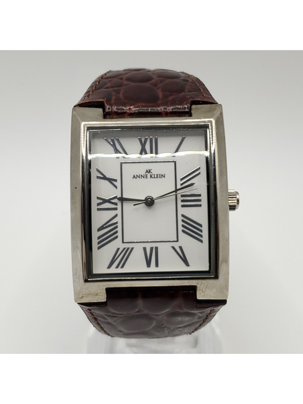 Anne Klein Watch Women Square White Dial Roman Numerals New Battery